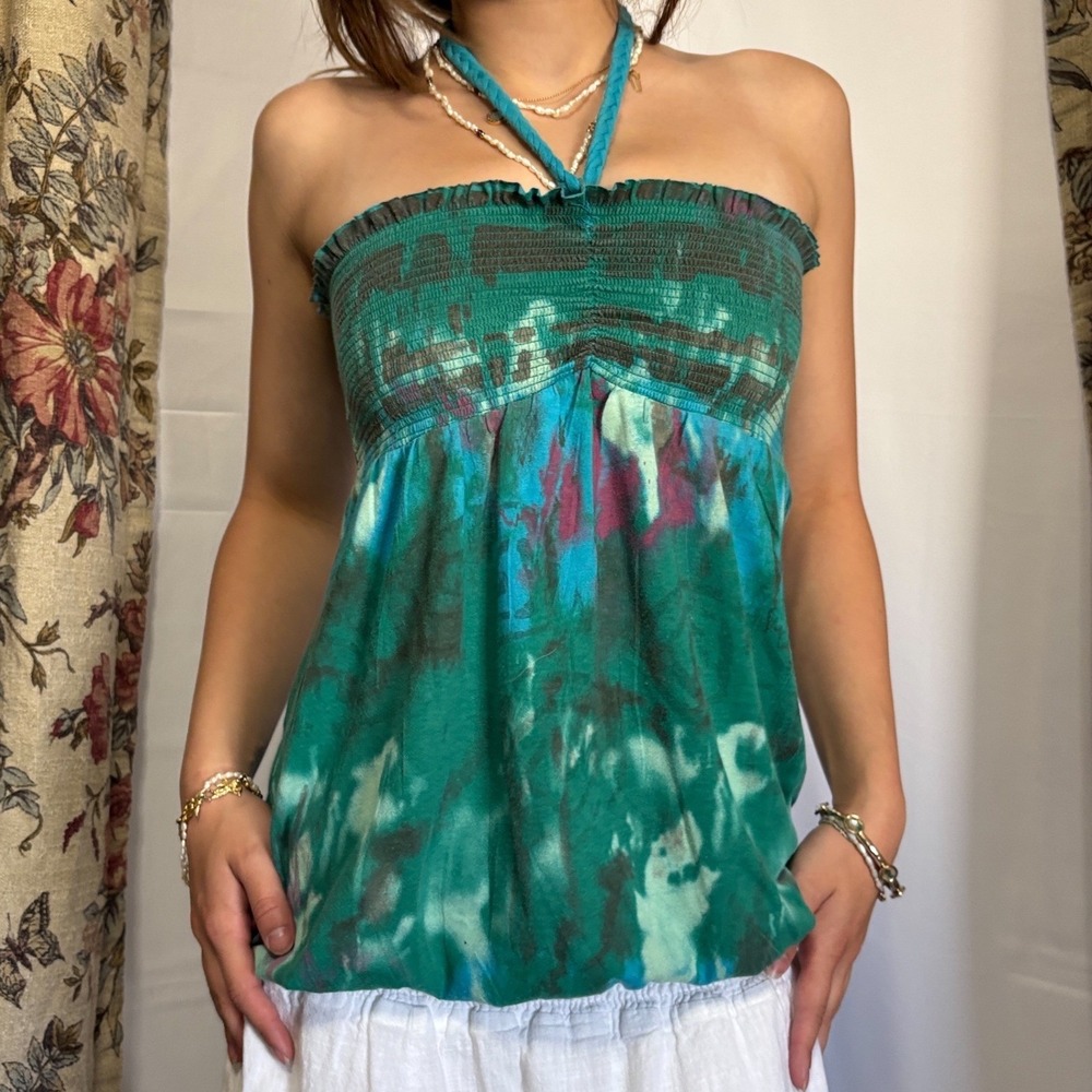 MUDD Gorgeous versatile top, dress, or skirt with teal and blue swirl design